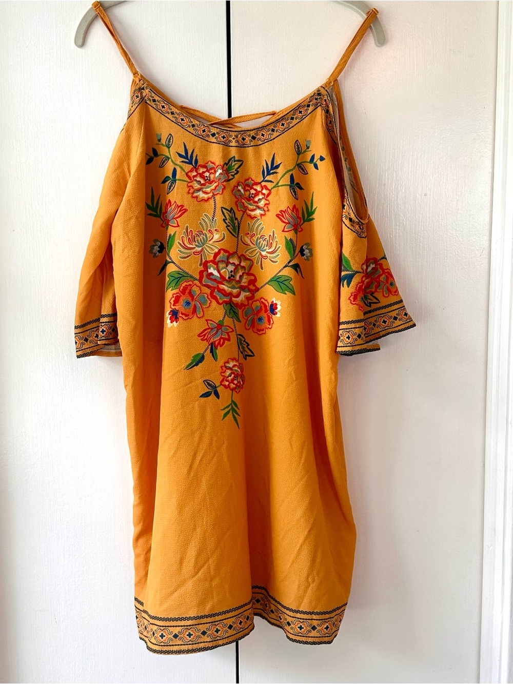 Flying Tomato Mustard Cold-Shoulder Dress or Cover-up - Picture 2 of 4